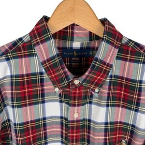 Ralph Lauren Mens XXL Classic Fit Tartan Plaid Oxford Shirt Button Down Red